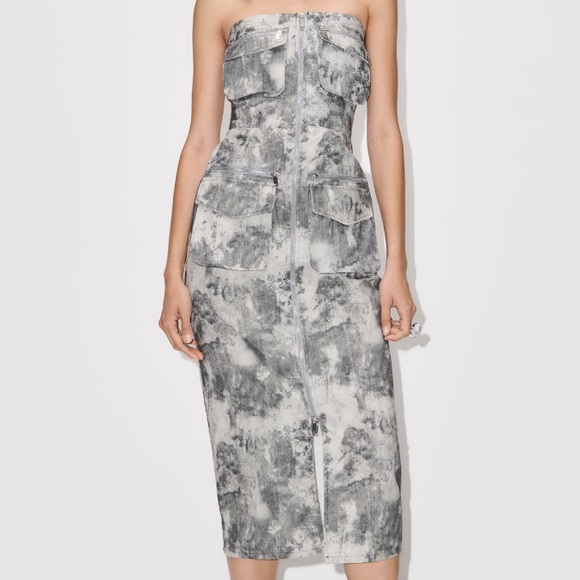 NEW! Zara Printed Cargo Dress with pockets - Picture 3 of 15